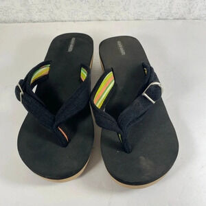 Beach Basics Black Thick Sandal with Buckle Strap Accent